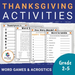 THANKSGIVING | Word Games, Word Search & Acrostic Poems